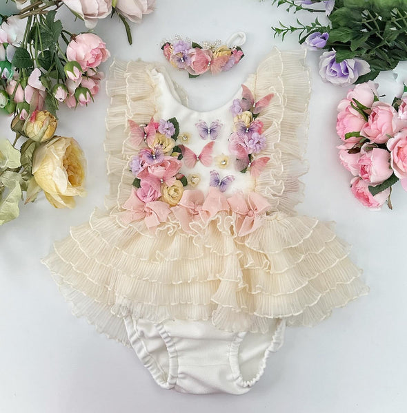 9-12 month Garden Romper & Headband