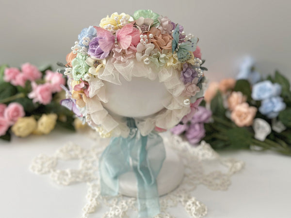 Pastel Floral Newborn Bonnet